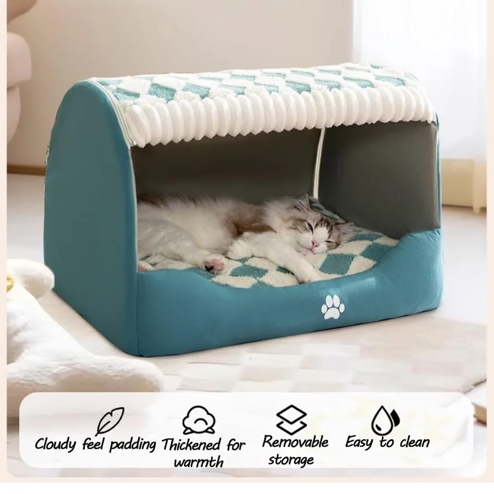 Plush Gray Dog Bed with Patterned Cover